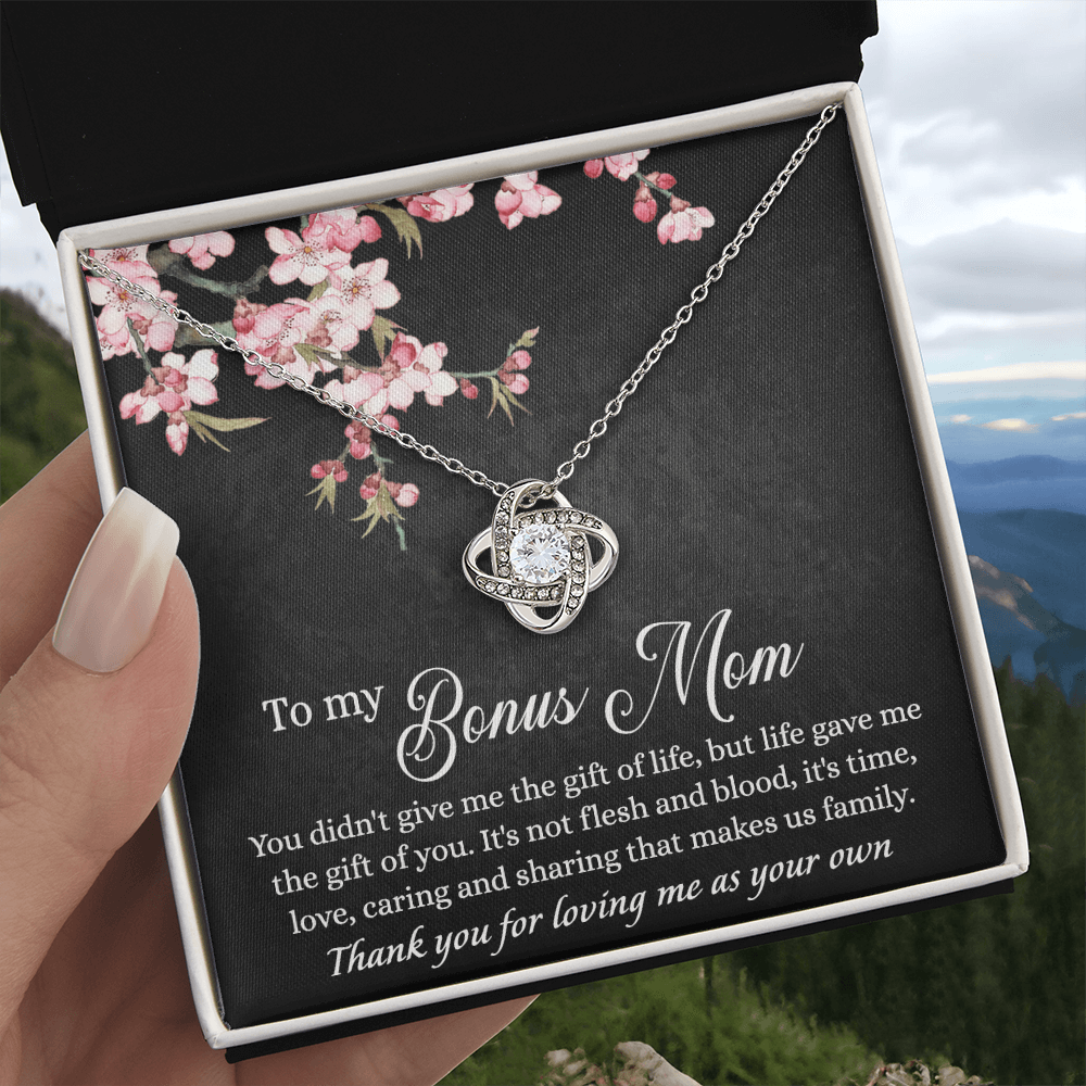To My Bonus Mom Necklace From Daughter, Bonus Mom Gift Necklace, Mother And Daughter Necklace Gift For Mom, Gift For Mom Necklace, Bonus Mother Gift Necklace Thank You For Loving Jewelry For Women