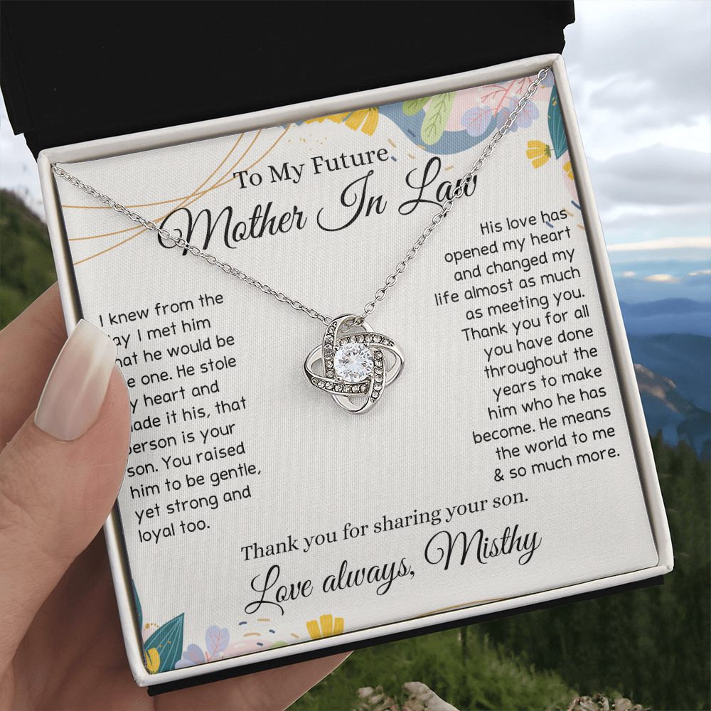 To My Future Mother In Law Necklace, To My Mother In Law Love Knot Necklace Gift From Son, Personalized Gift Necklace for Mother-In-Law From Son, Wedding Gift Necklace Bride Groom To Mother In Law