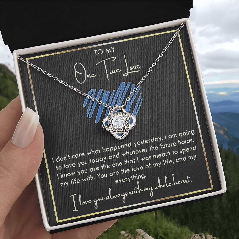 To My Girlfriend Necklace From Boyfriend, Husband, To My One True Love Knot Necklace With Message Card, Gift Necklace For Soulmate, Wife On Valentine s Day Gift For Wife, Soulmate Birthday Gift
