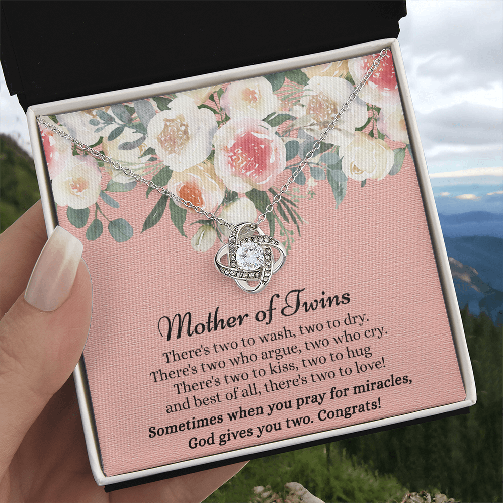 Mom Of Twins Necklace, Jewelry Gift For Mother Of Twins Love Knot Necklace, Parents of Twins, Gift Necklace For New Mom of Twins, Birthday Gift For Mom of Twins Necklace, New Mom Gift Necklace