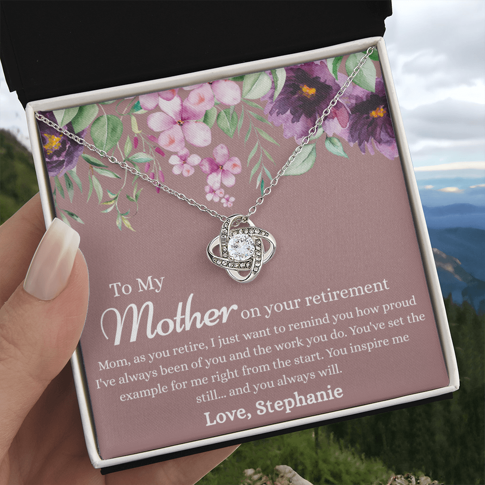 To My Mother Love Knot Necklace, Mom Retirement Gift Necklace, Happy Retirement Gift, Best Retirement Gift For Mom, Gift Necklace For Retiring Mother, Necklace Gift for Mom Mother On Your Retirement