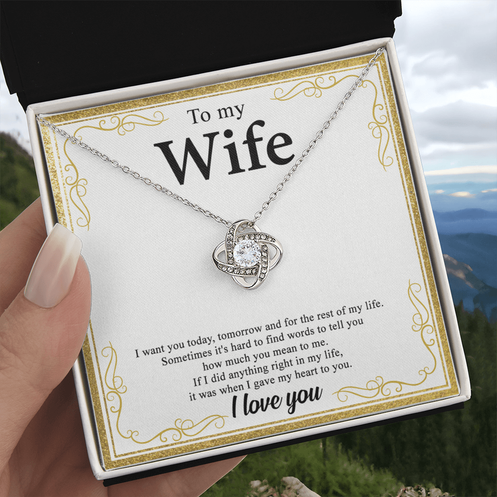 To My Wife Necklace From Husband My Heart To You Necklace Gift For Wife, Wife Gift Necklace, Husband To Wife Gift Love Knot Pendant Gift From Men Jewelry Gift For Women Soulmate Gift Pendant