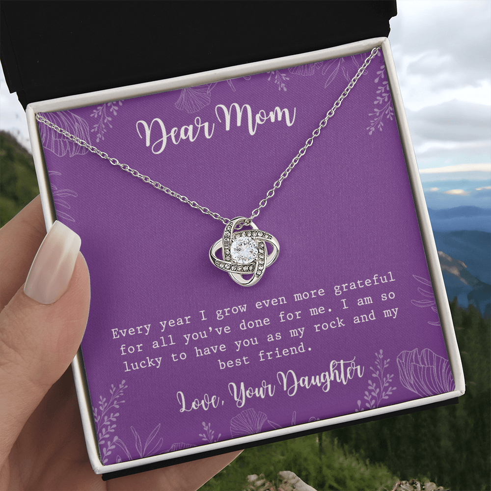 To My Mom Necklace From Daughter, My Best Friend Gift Necklace For Mom On Mothers Day, Birthday Gift Anniversary, Love Knot Pendant Gift For Her, Jewelry For Mom, Dear Mom Gifts Necklace