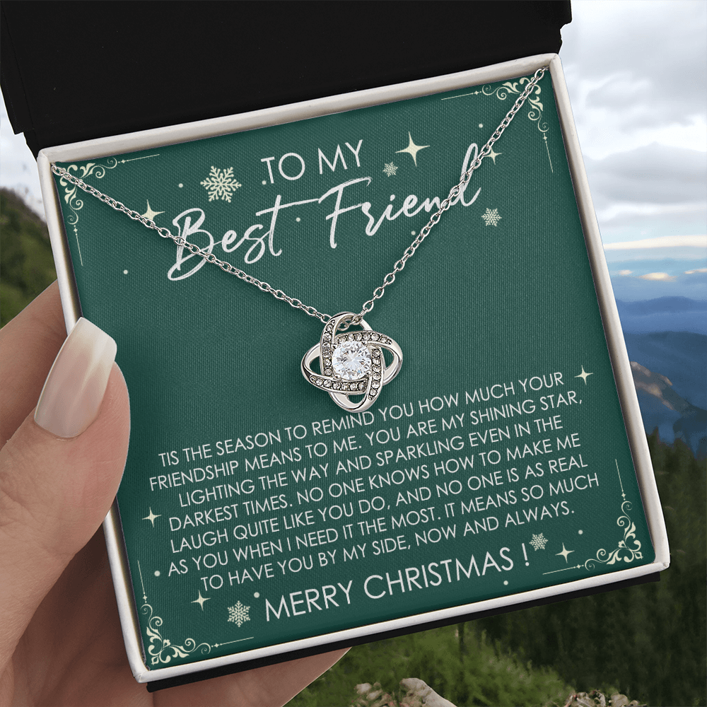 To My Best Friend Love Knot Necklace From Friend, Jewelry Gift For Friend, Merry Chirstmas Necklace Gift For Friend, BFF Gift Necklace, Best Friend Gift Necklace On Birthday, Anniversary, Christmas