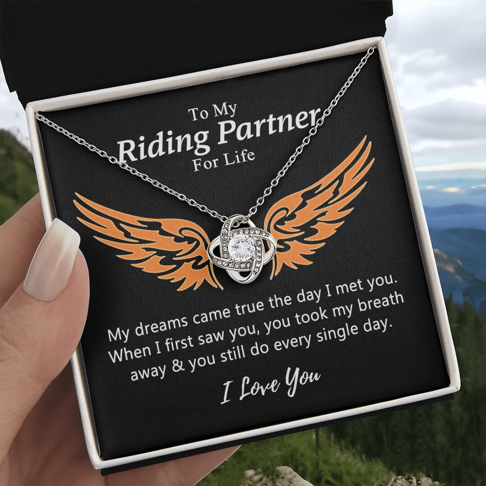 To My Riding Partners For Life Necklace, Gift Necklace For Motorcycle Wife, Love Knot Necklace Gift For Biker Wife, Necklace Gift for Girlfriend, Wife on Valentines Day, Romantic Gift Neklace Birthday