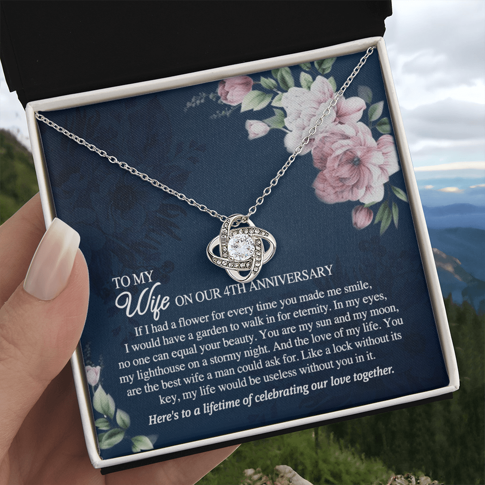 4th Anniversary Necklace Gift For Wife, 4TH Necklace Gift For Wife, Anniversary Necklace Gift For Wife, Soulmate Gift Necklace, To My Wife On Our 4th Anniversary Love Knot Necklace From Husband