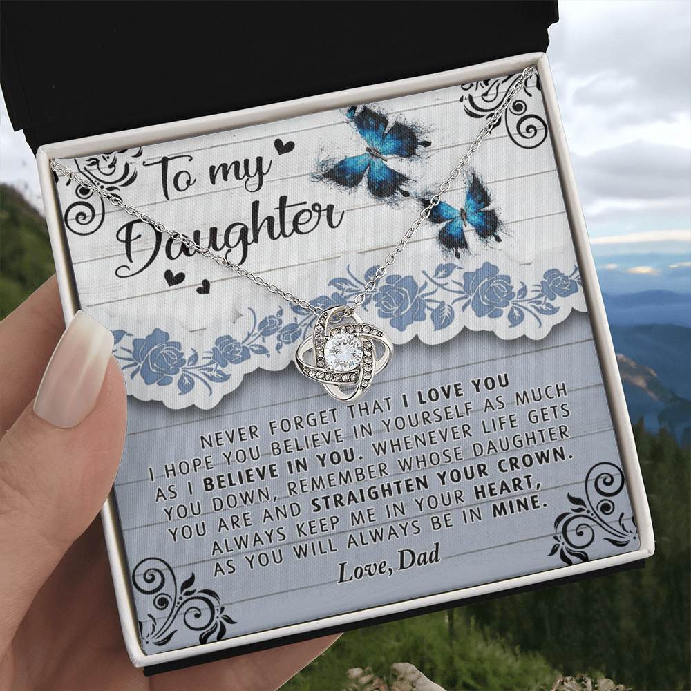 To My Daughter Necklace from Dad Father to Daughter Necklace, Pendant Gift Daughter Wedding Gift Necklace Present Graduation Gift Daughter Birthday Xmas Jewelry Gift For Girls Little Girl Necklace