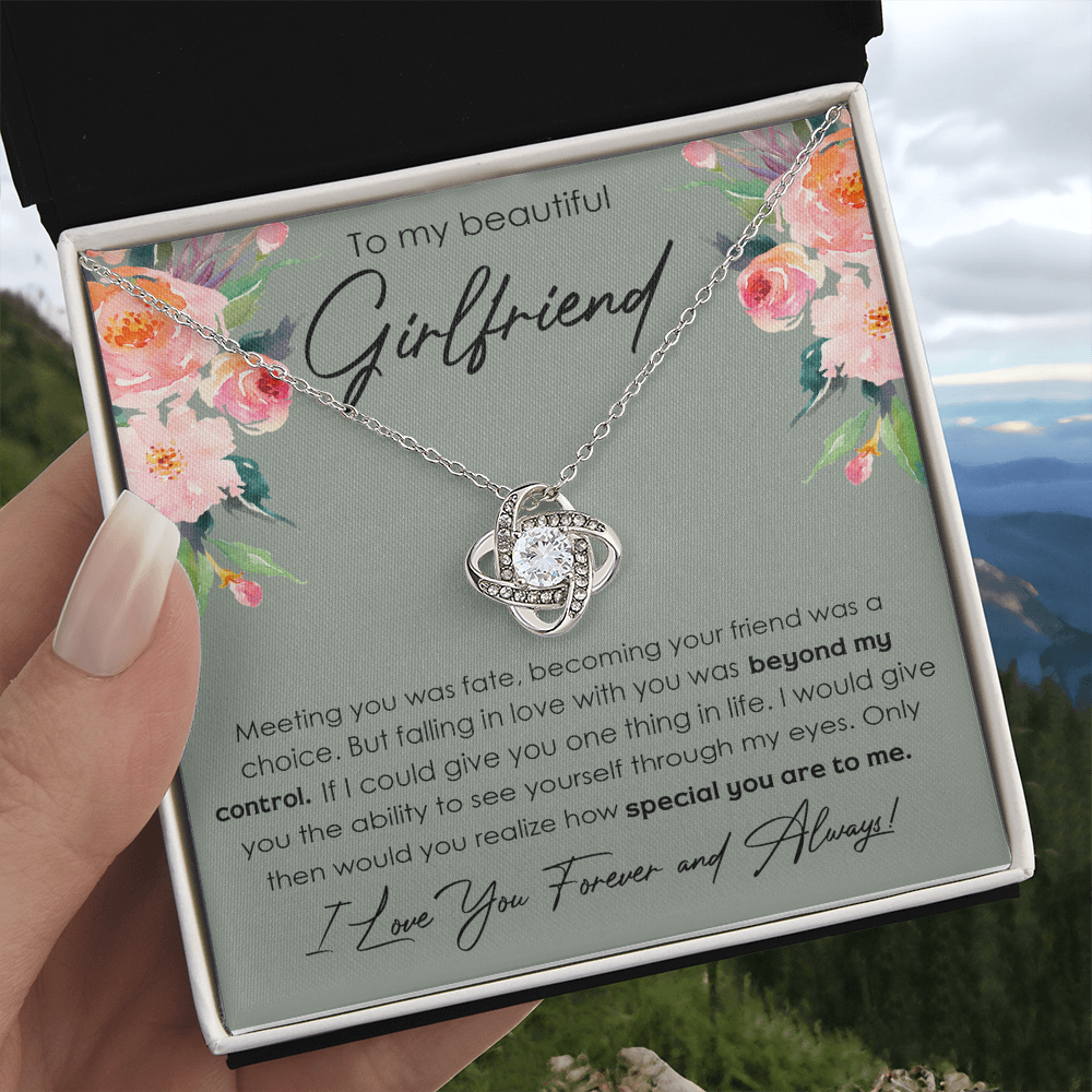 To My Beautiful Girlfriend Love Knot Necklace From Boyfriend, Husband, Beautiful Girlfriend Gift Necklace - Love Knot Pendant Gift For Girlfriend, Soulmate Jewelry Gift To Girlfriend From Boyfriend