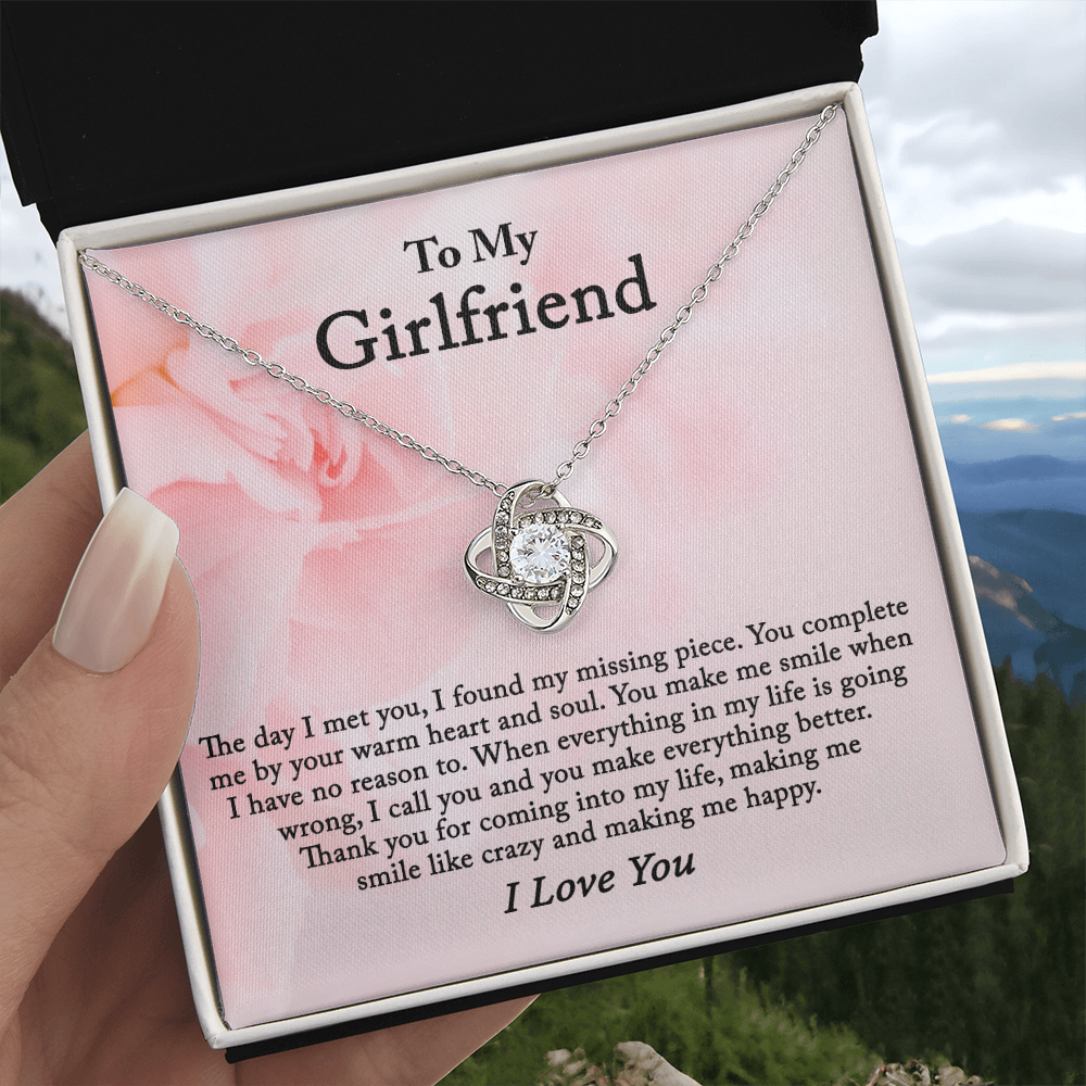 To My Girlfriend Necklace From Boyfriend, Husband, Gift Necklace For Girlfriend Love Knot Pendant Gift For Girlfriend, Soulmate Necklace To Girlfriend Jewelry Gift For Girls Making Me Smile Necklace
