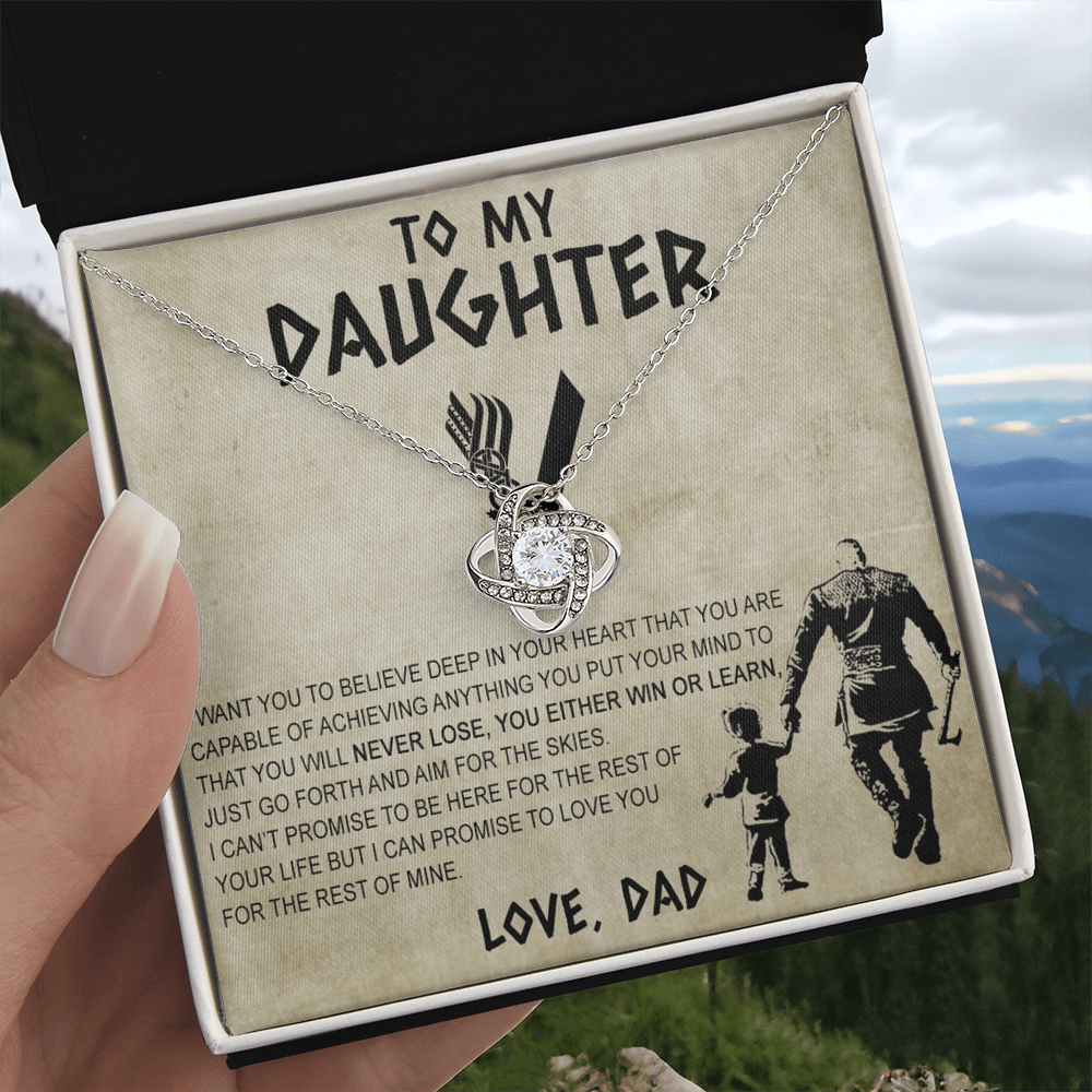 Father To Daughter Gifts Necklace From Dad, Father Daughter Viking Necklace, To My Daughter Necklace From Daddy On Graduation Gift, Birthday, Anniversary, Christmas For Badass Beautiful Girls
