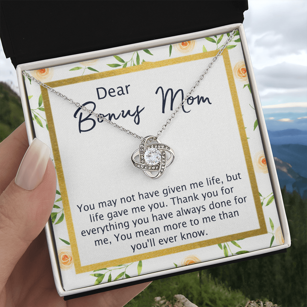 To My Bonus Mom From Bonus Daughter, Mother Daughter Necklace Gift For Her, Thank You For Everything Dear Bonus Mom, Step Mom Gift Necklace On Mother's Day, Anniversary, Birthday, Jewelry For Women