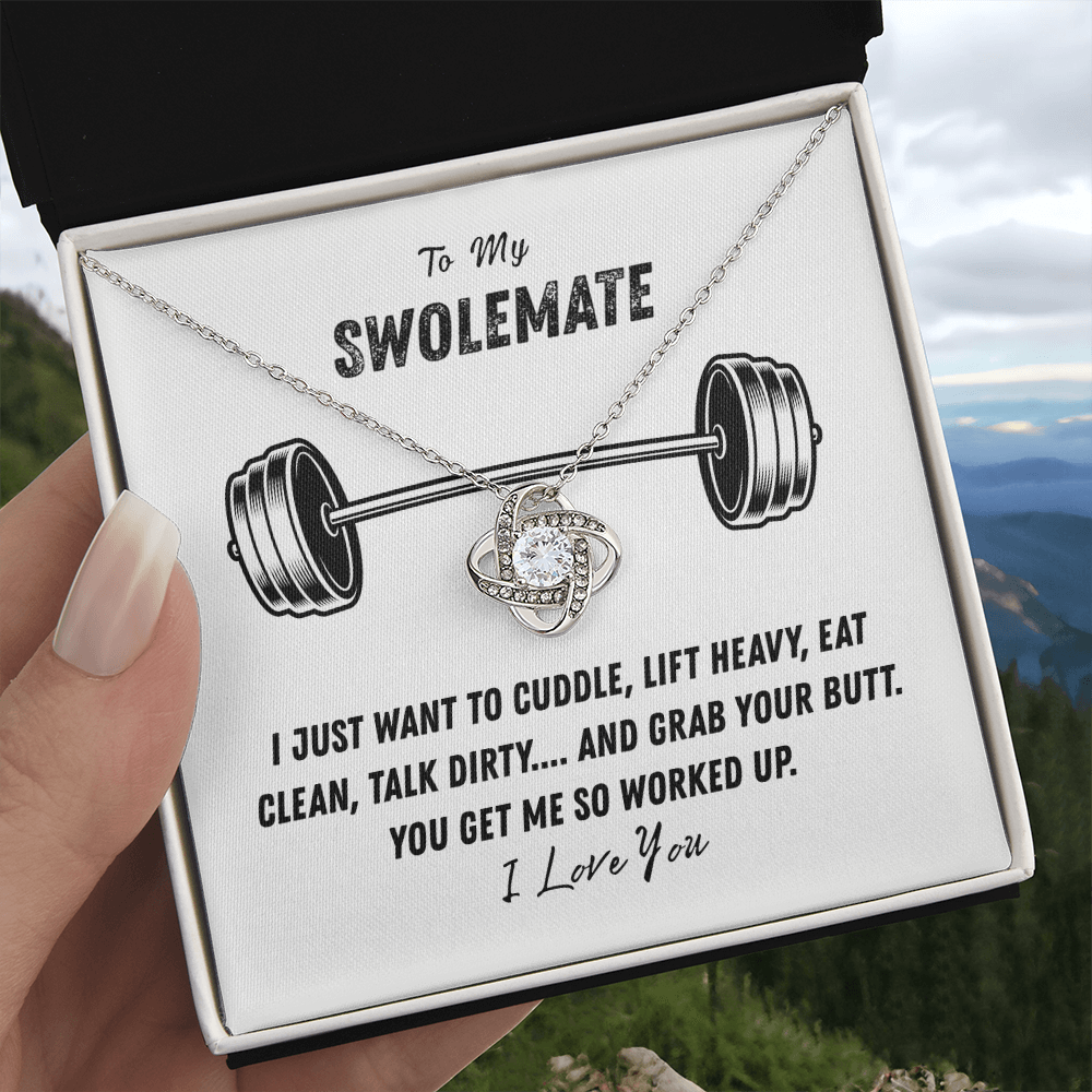 To My Swolemate Love Knot Necklace From Husband, Necklace Gift For Swolemate, Necklace Pendant, Swolemate Necklace, Birthday, Wedding Day, Necklace For Women, Swolemate Cubic Zirconia Necklace