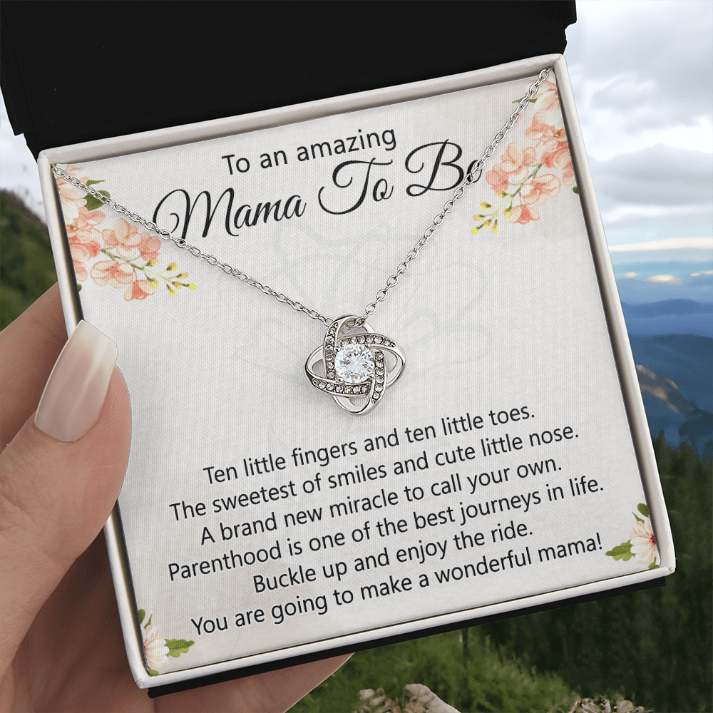 To An Amazing Mama To Be Necklace, New Mom Necklace, Mama To Be Love Knot Necklace Gift for New Mommy, Mother's Day Necklace Gift for New Mom New Mother Gift Necklace Pregnancy Gift for Mama Mommy