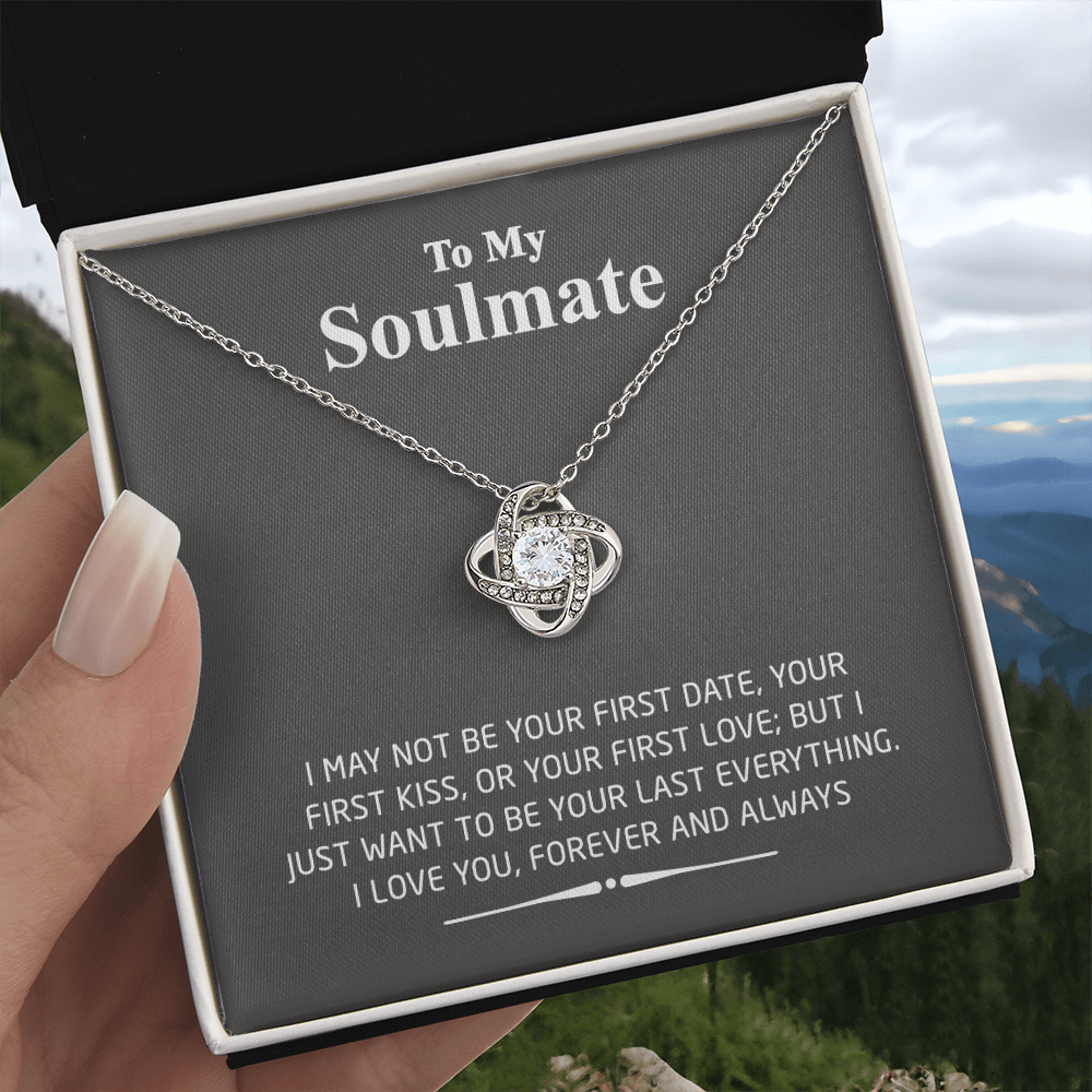 To My Smokin Hot Soulmate Love Knot Necklace - Wife Gifts Necklace From Husband To My Wife Necklace, Gift for Her Romantic, Girlfriend Gifts Message Card and Gift Box For Soulmate Love Knot Pendant