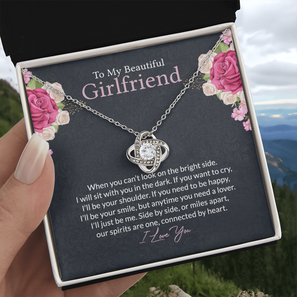 To My Beautiful Girlfriend Love Knot Necklace From Boyfriend, Husband, Girlfriend Gift Necklace - Love Knot Pendant Gift For Girlfriend, Soulmate Side By Side Gift Necklace To Girlfriend From Men