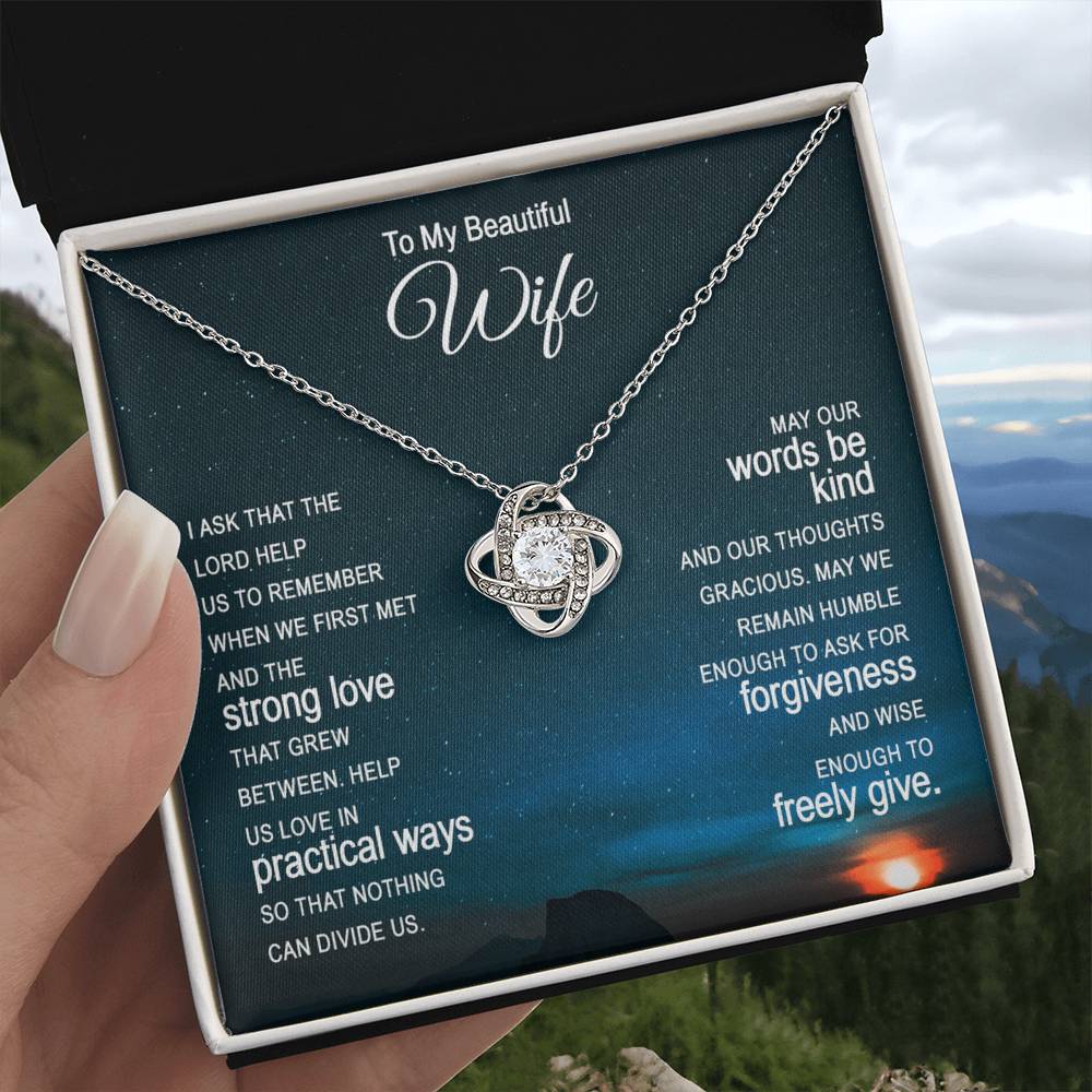 Beautiful Wife Gift Necklace, To My Wife Necklace From Husband, Wife Love Knot Necklace From Husband, Jewelry Gift For Women Badass Wife Gift Necklace, Soulmate Gift Necklace, Strong Love Pendant