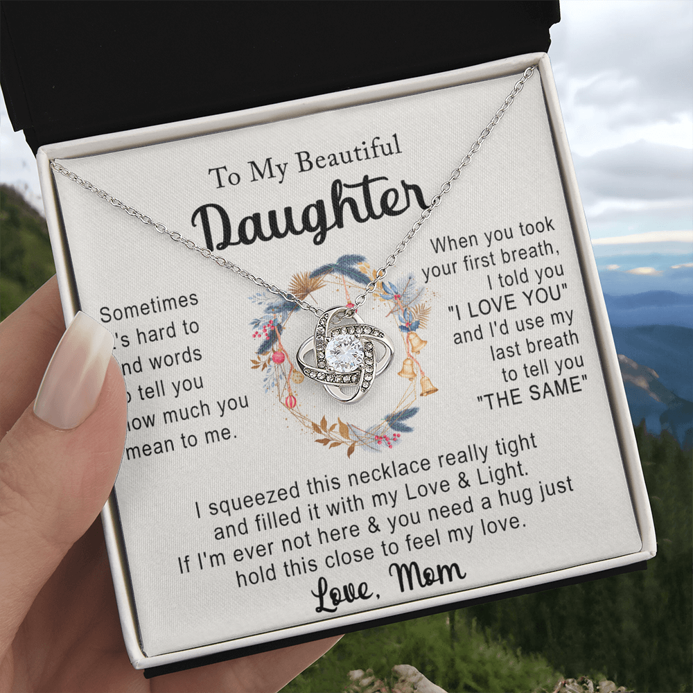 Personalized Necklace With Message Card And Box, Jewelry Custom Card For Daughter, To My Beautiful Daughter Necklace From Mom, Mother To Daughter Pendant From Mom Jewelry Gift For Girls