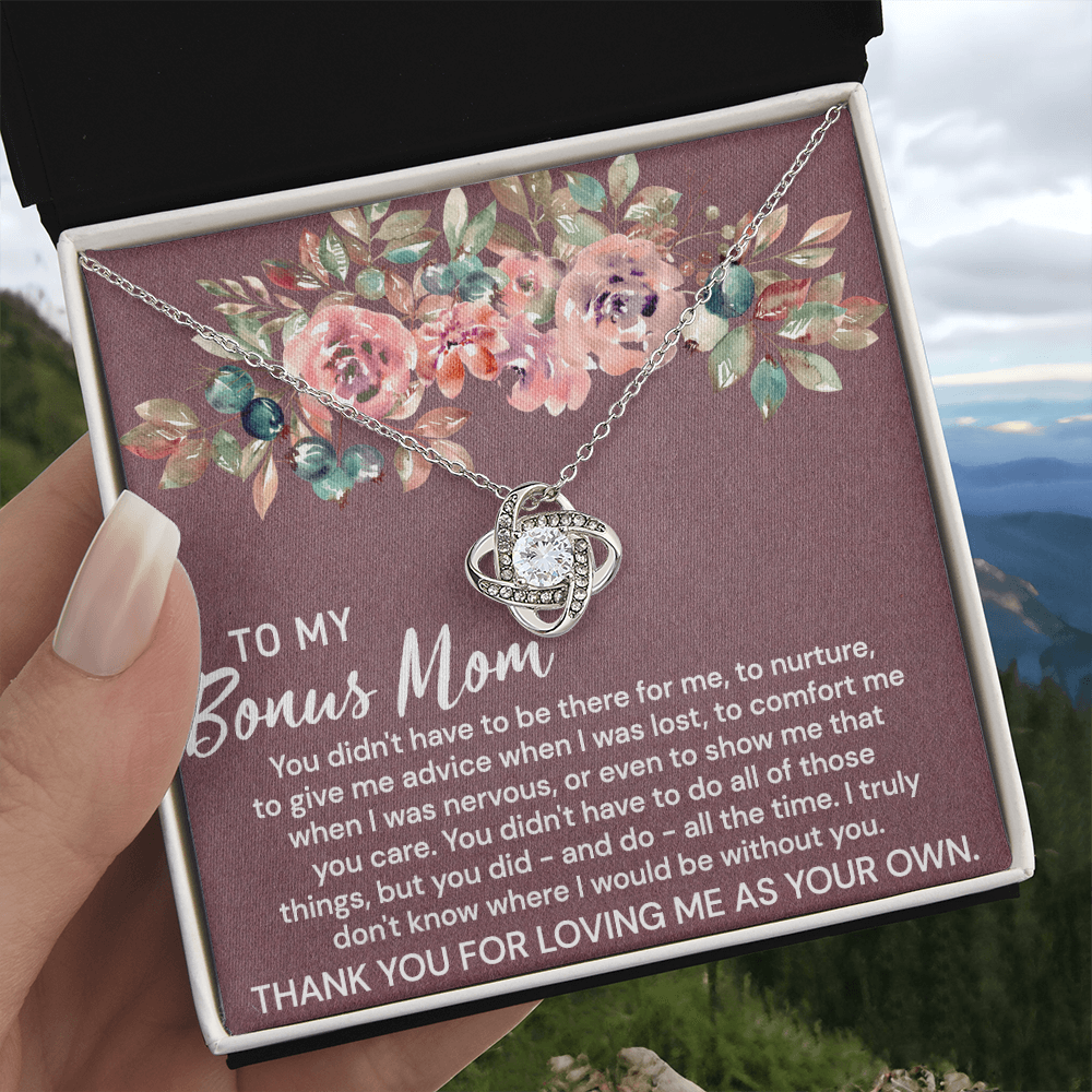 To My Bonus Mom Necklace From Bonus Daughter, Bonus Mom Gift Necklace, Bonus Mother Jewelry For Women, Thank You For Loving Me As Your Own Necklace Gift For Mom On Mothers Day, Anniversary, Birthday