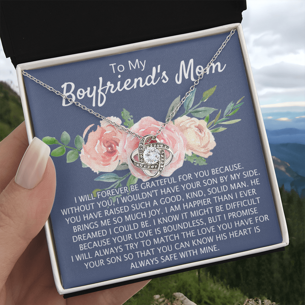 To My Boyfriend's Mom Necklace From Girlfriend, Mother's Day Necklace, Birthday For Boyfriend's Mom, Boyfriend's Mom Love Knot Necklace Jewelry For Women Gifts For Boyfriends Mom From Girlfriend Mom