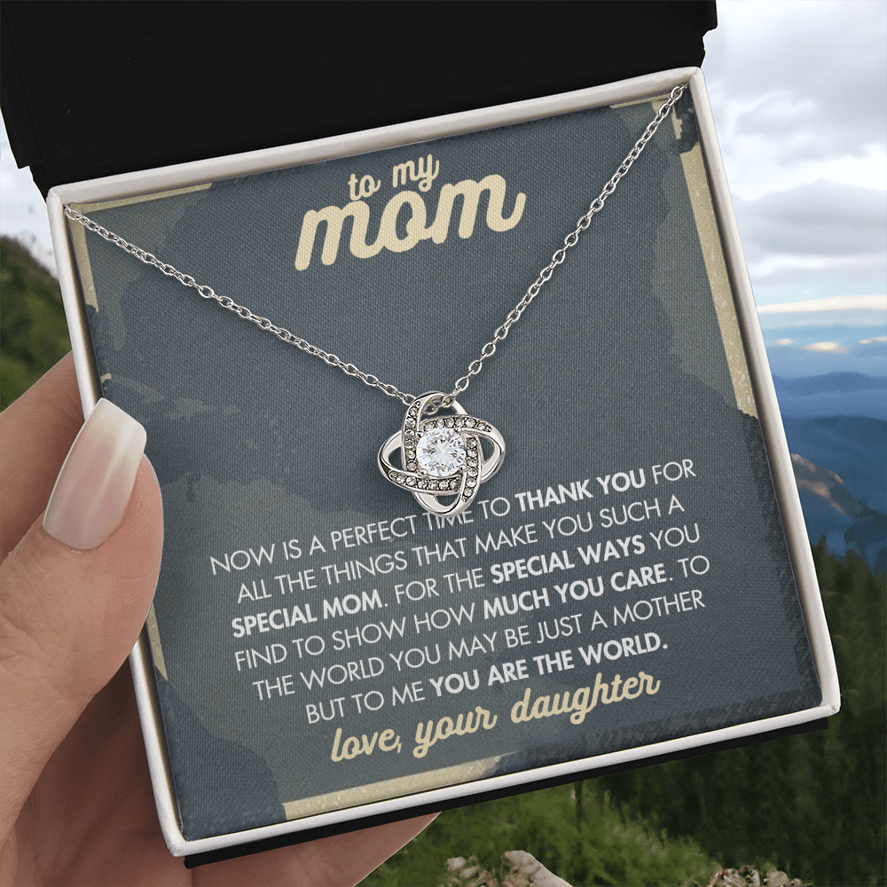 Mother And Daughter Necklace, To My Mom Love Knot Necklace From Daughter, Now Is A Perfect Time To Thank You Necklace Gift For Mom, Mother On Birthday Gift Anniversary Wedding Day Necklace For Mom