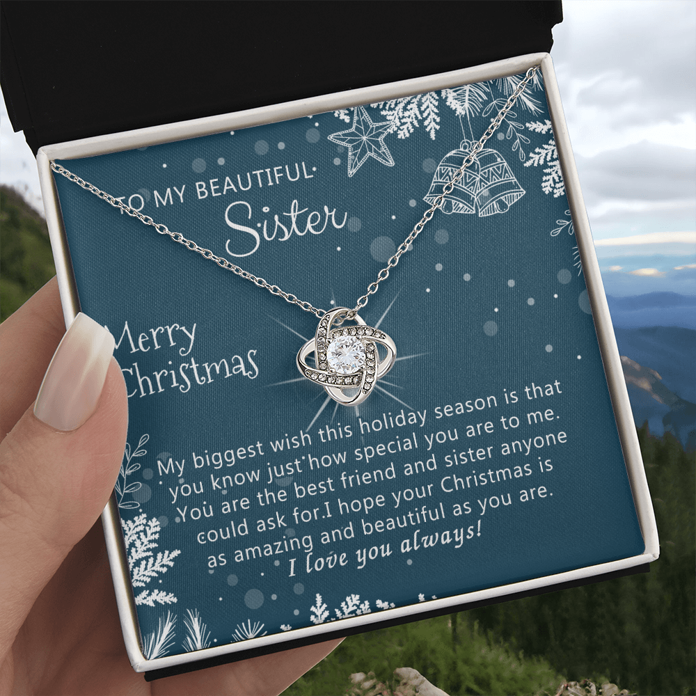 Personalized Gift Necklace, To My Beautiful Sisters Love Knot Necklace from Brother, Sisters Gift from Brother to Sisters Birthday Gift Necklace for Her, Jewelry Gift for Girls, Sister Gift Necklace