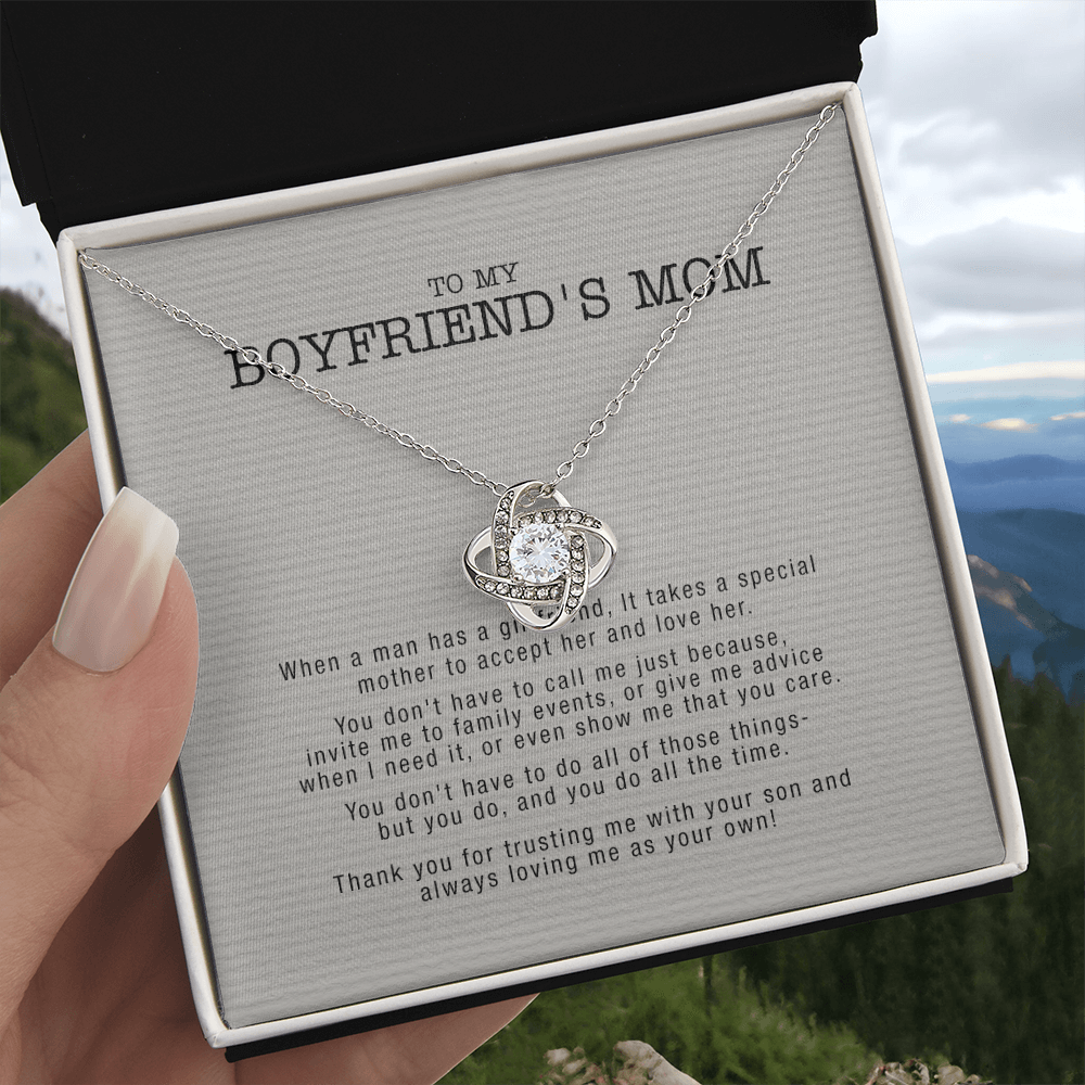 Gifts for Boyfriend's Mom Necklace, To My Boyfriends Mom Necklace, Boyfriend's Mom Gifts, Gifts For My Boyfriends Mom Love Knot Necklace From Man, Boyfriends Mom Christmas Necklace Mother's Day