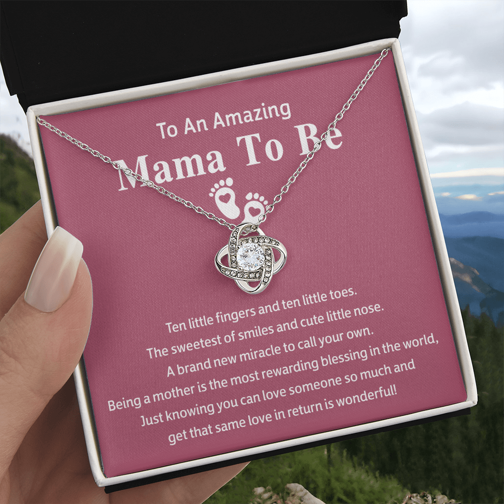Mama To Be Gift Necklace, To An Amazing Mama To Be Necklace From Daughter, Mama To Be Love Knot Necklace, Wonderful Mom Gift Necklace From Daughter, Jewelry Gift For Women, Mama To Be Necklace Gift