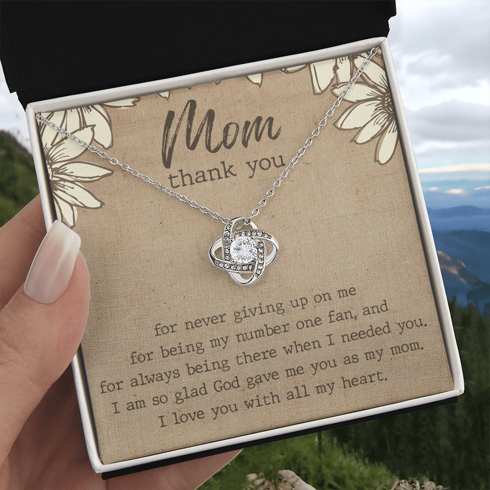 Thank You Gift necklace For Mom, To My Mom Love Knot Necklace Gift From Daughter, Jewelry Gift For Women, Mother Daughter Gift Necklace For Bonus Mom Gift Necklace Second Mom New Mom Gift Necklace
