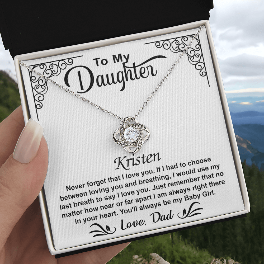 To My Daughter Love Knot Necklace with Luxury Box Gift From Dad, To My Daughter Lion Dad And Daughter - Father Daughter Gifts Ideas Love, Pendant Necklaces On Birthday, Christmas
