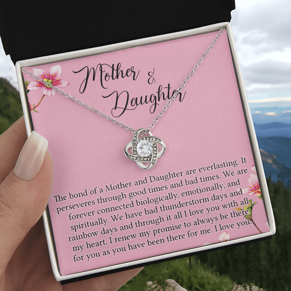 Mother And Daughter Gift Necklace - To My Mother Love Knot Necklace Gift From Daughter, The Bond Of A Mother And Daughter Love Knot Pendant Gift For Mom, Jewelry Gift For Women, Bonus Mother Gift