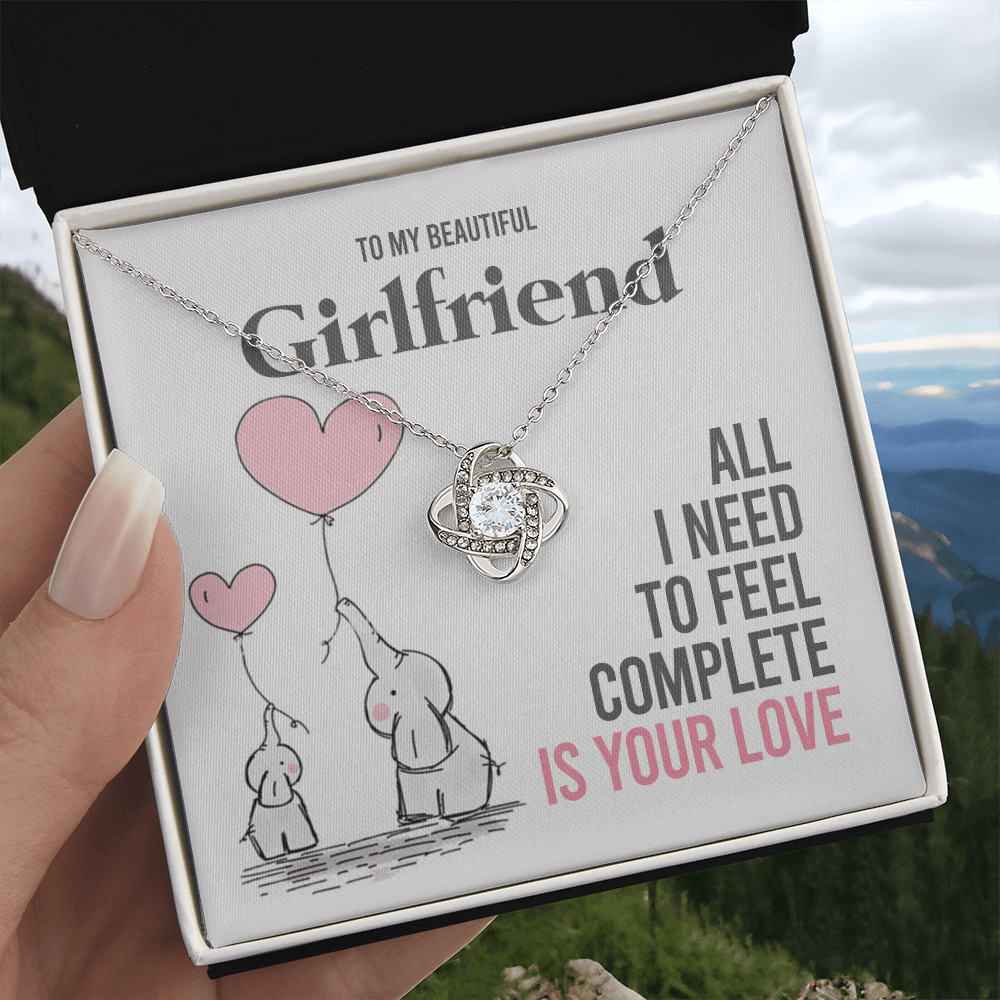 To My Girlfriend Gift Necklace Romantic Girlfriend Birthday Gifts for Girlfriend From Boyfriend, Husband, Girlfriend Gift Necklace - Jewelry Gift For Girls, Love Knot Pendant Gift For Girlfriend