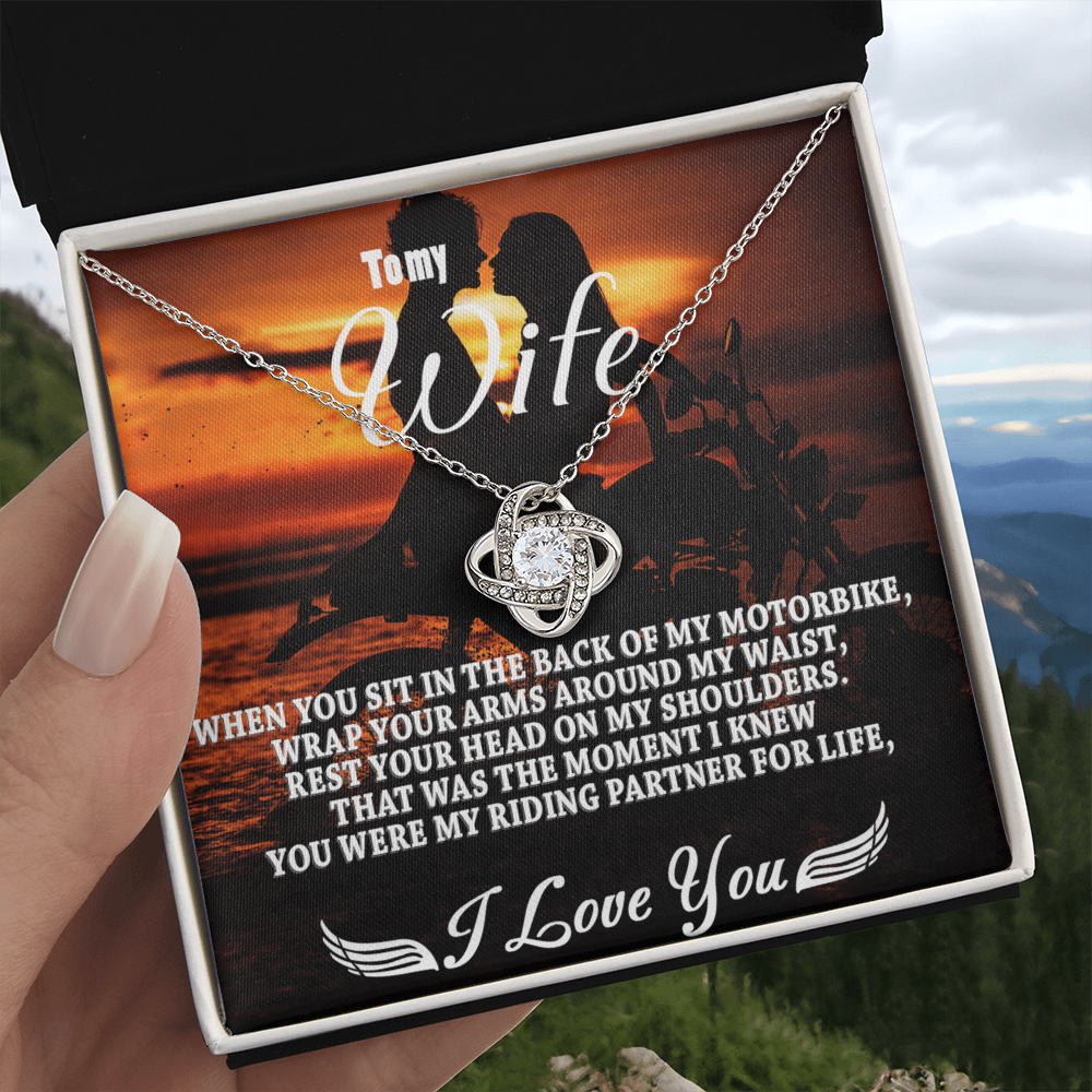 To My Wife Necklace From Husband, My Riding Partner For Life Necklace Gift For Wife From Men, Soulmate Gift Necklace Riding Partner Love Knot Necklace, Jewelry Gift For Women, I Love You Necklace