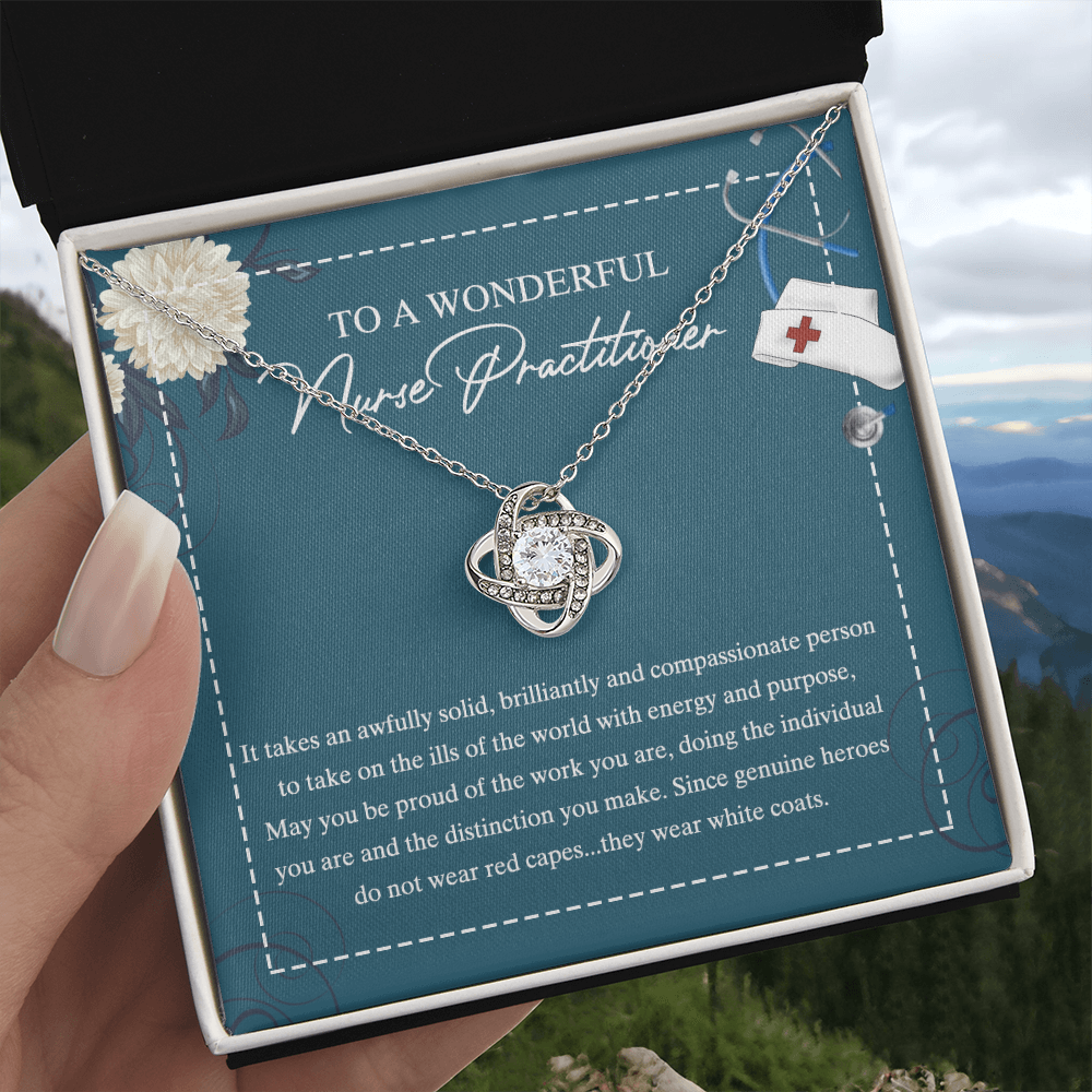 To My Nurse Practitioner Love Knot Necklace From Mom, Gift For New Nurse Jewelry Gift For Girl, Congrats Graduation Pendants Class Of 2026 Necklace Gift For Daughter, Granddaughter, Niece, Sister