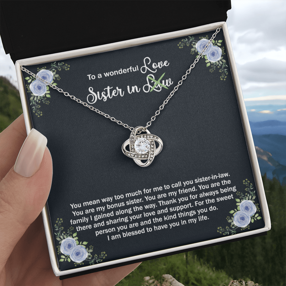 To A Wonderful Sister In Law Love Knot Necklace From Sister, I Love You Sister Gift Necklaces Sister-in-Law Gift Pendant Love Knot Jewelry Gift For Sister In Love Necklace, Unbiological Sister Gift