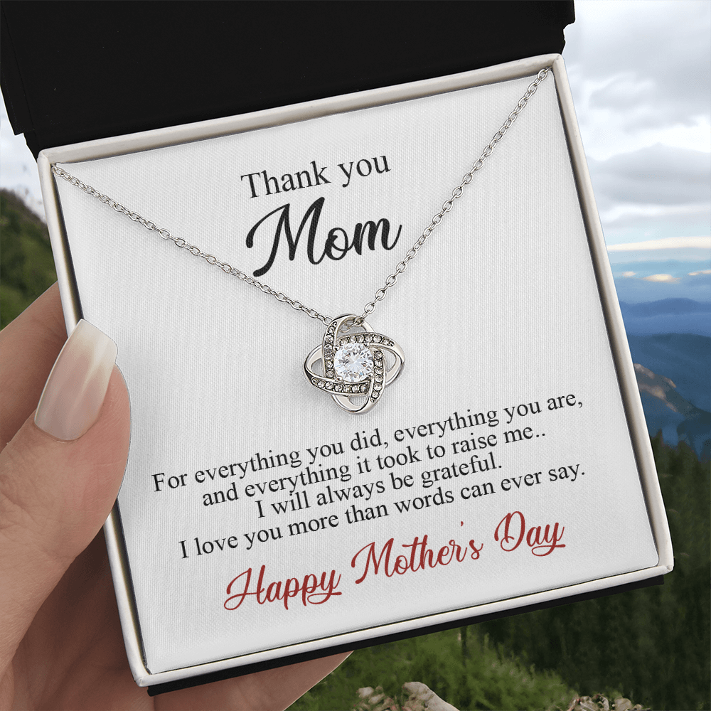 Thank You Mom Necklace Gift For Her, Happy Mother And Daughter Gift Necklace, To My Mom Necklace From Daughter, Thank You Card Gift For Mom On Mother's Day, Anniversary Necklace Gift For Her