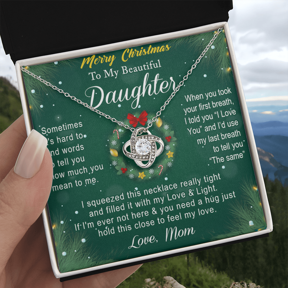 To My Beautiful Daughter Gift Necklace From Mom, Merry Christmas  Necklace For Daughter, Necklace for Christmas Daughter, Little Girl, Gift Pendant Mother And Daughter Jewelry Gift For Girls