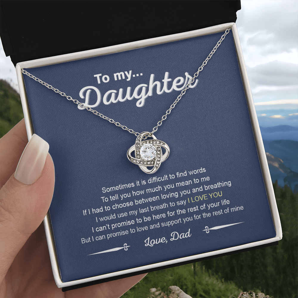 To My Daughter Love Knot Necklace From Dad, Father And Daughter Love Knot Pendant Gift For Daughter From Daddy To Daughter Love Knot Jewelry Gift For Girls, Love And Support Necklace For Daughter