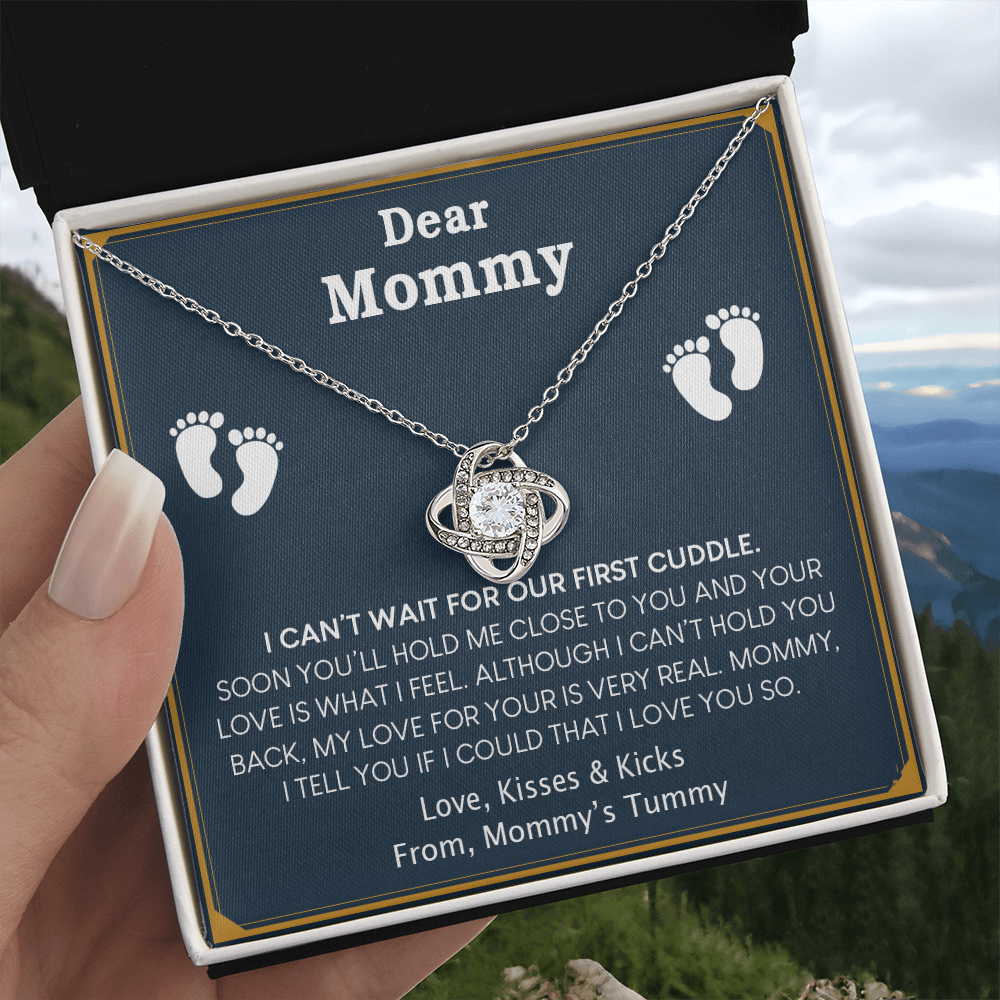 Pregnant Mom Gift Love Knot Necklace, Mother's Day Gift,New Mom Gift