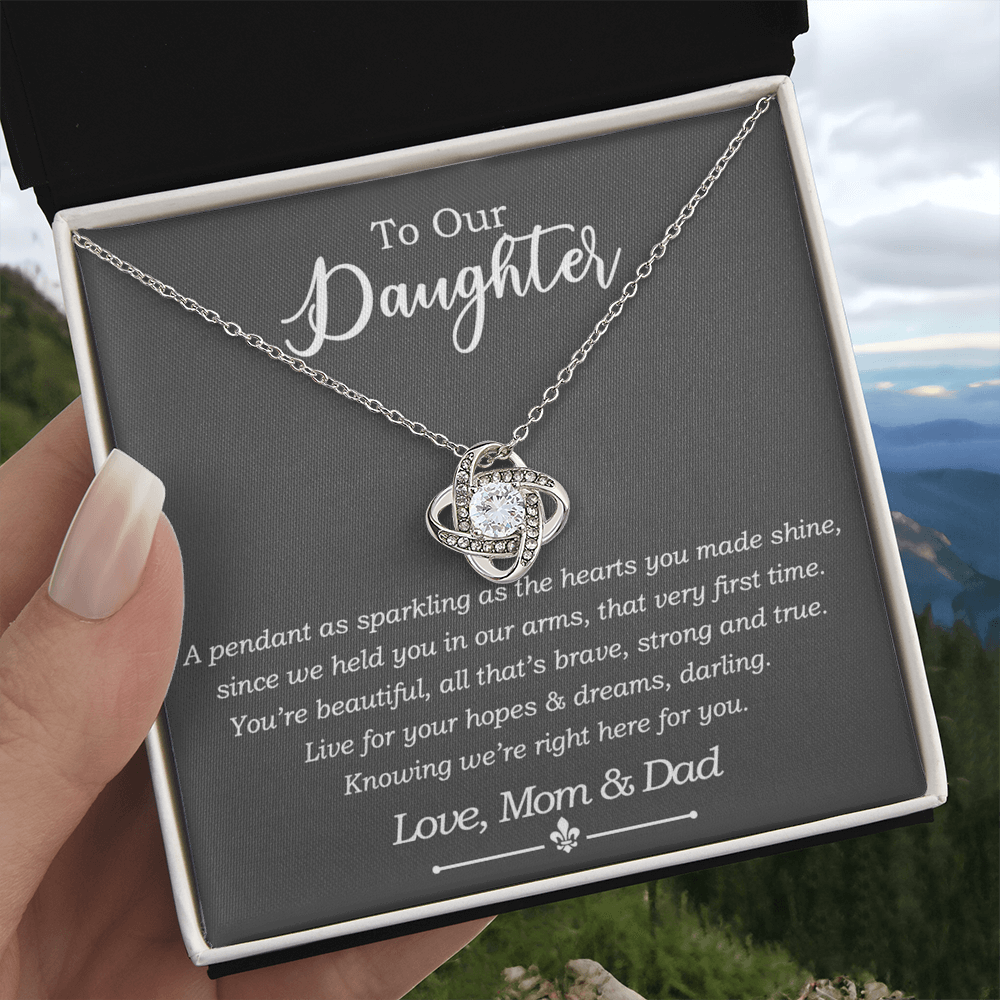 Daughter Gift Necklace, To My Daughter Gift Necklace From Mom And Dad , Step Daughter Necklace, Stepdaughter Gifts from Stepmom Stepdad Gifts from Stepdad Includes Message Card and Gift Box