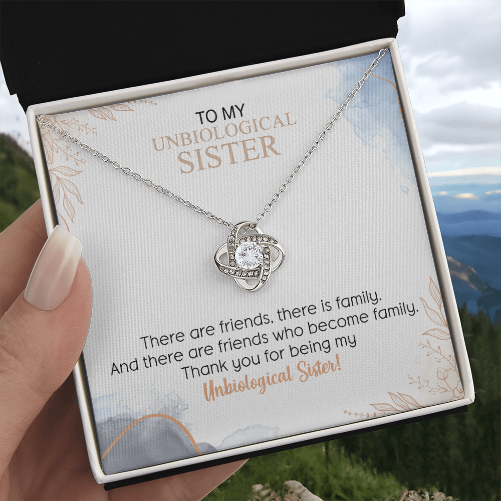 To My Unbiological Sister Love Knot Necklace Gift From Sister, Brother, Best Friend, Sister Gift Love Knot Pendant, Sister Remembrance Gift Necklace, Sister Keepsake Gift For Unbiological Sister