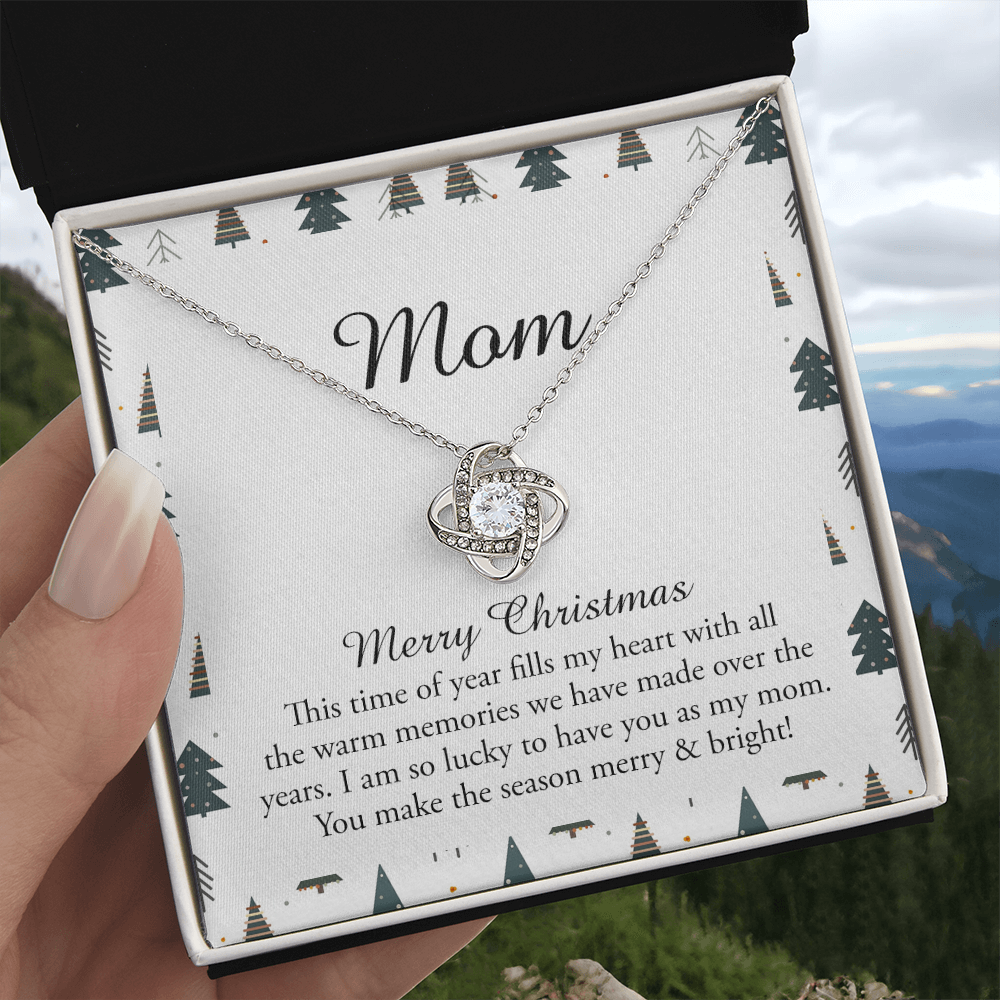 To My Mom Necklace, To My Mom Love Knot Necklace From Daughter Son To Mom Mother In Law Pendant Christmas Necklace Gift For Mother In Law Gift Necklace, Merry Christmas Necklace Gift For Mom, Mommy
