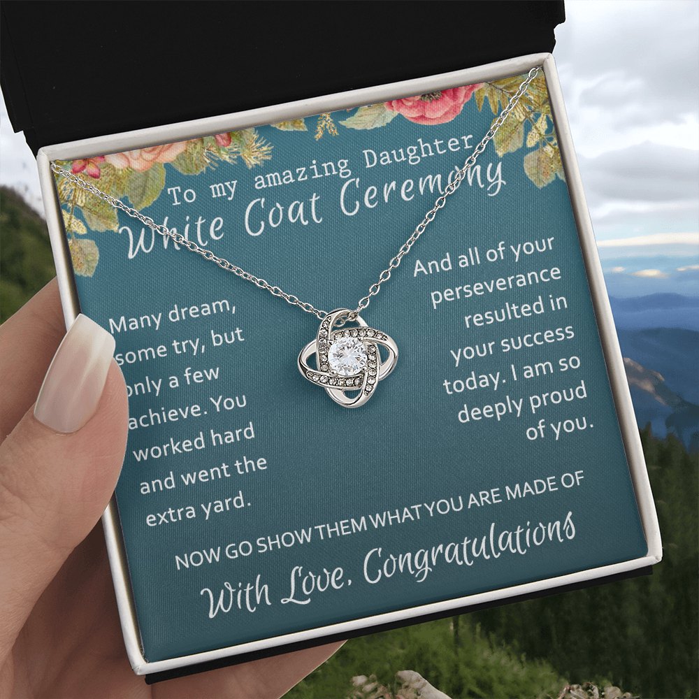 White Coat Ceremony Love Knot Necklace, Medical School Graduation Necklace, Student Ceremony Graduation Gift For New Doctor, Necklace Gift For Her, Girl Daughter, Sister Class Of 2024 Gift Necklace
