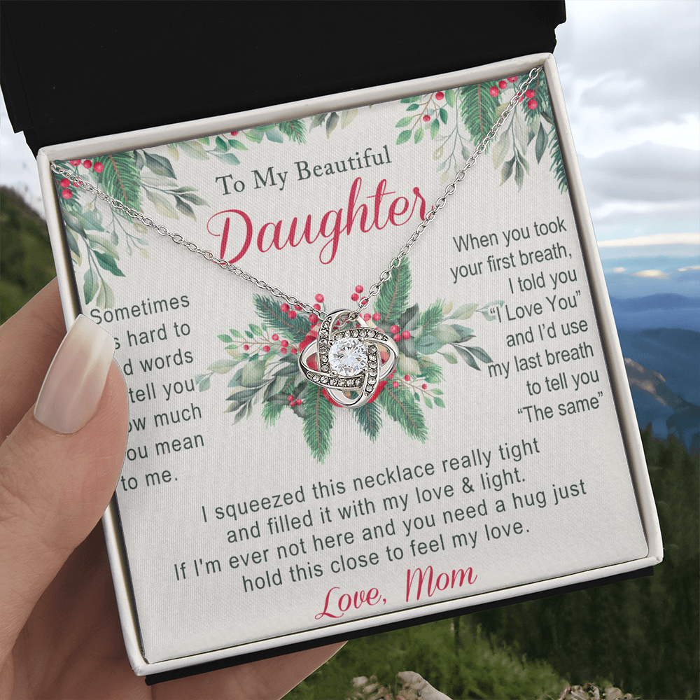 To My Daughter Gift Necklace from Mom Necklace for Daughter Present for Daughter Christmas Day Gift Christmas Necklace Pendant Jewelry for Daughter Christmas Card Jewelry Gift For Girls Little Girl
