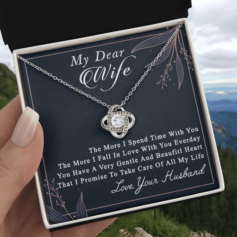 Dear Wife Necklace From Husband, Love, Your Husband Necklace Gift For Wife, Soulmate Gift Necklace, To My Wife Love Knot Necklace, Jewelry Gift For Women Girlfriend Gift Necklace, Dear Wife Pendant