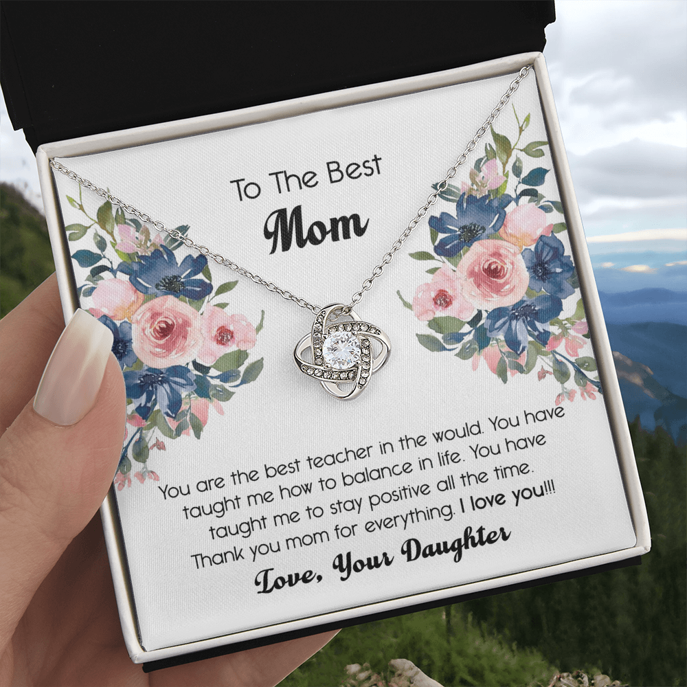 Thank You For Mom Necklace Gift For Mom, To The Best Mom Necklace From Daughter, Mother And Daughter Love Knot Necklace Gift On Mother's Day Anniversary, Birthday Gift Christmas, Jewelry For Women