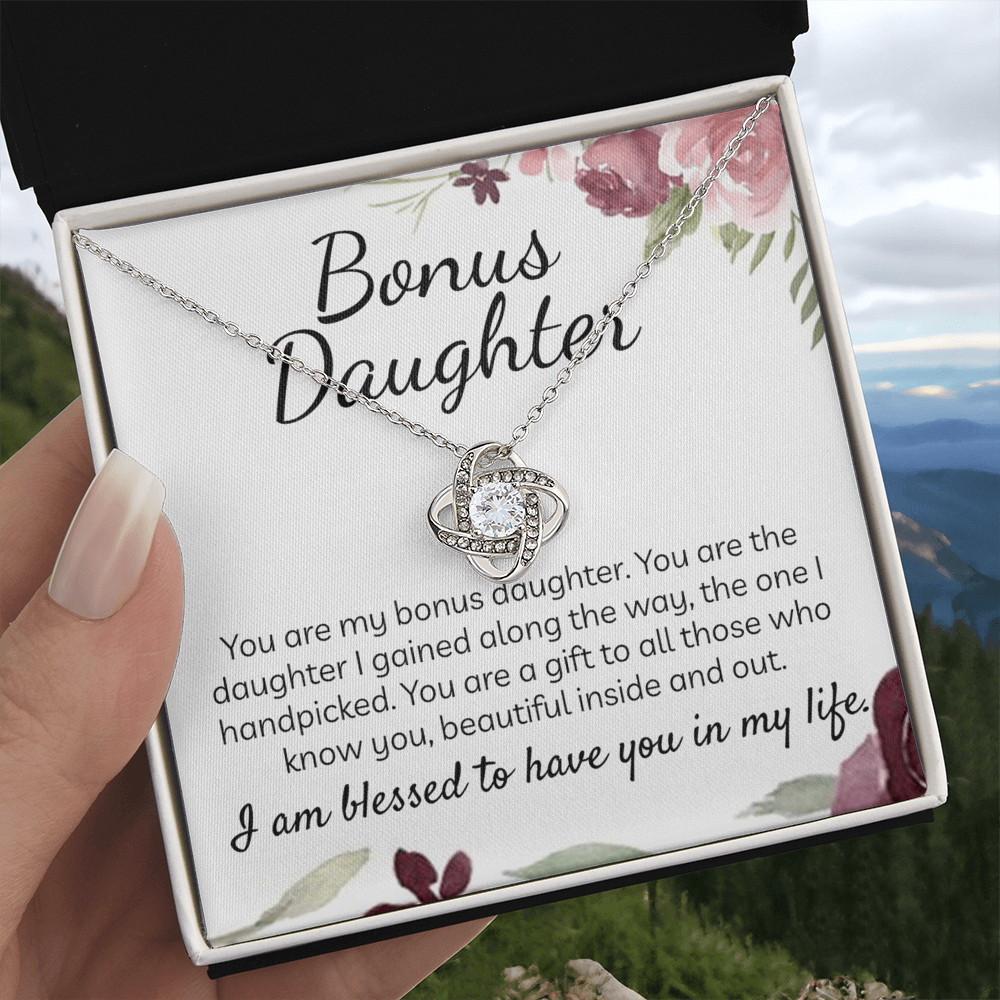 Bonus Daughter Gift Necklace - Stepdaughter Gifts From Stepmom, Adopted Daughter Necklace From Unbiological Mom, Bonus Daughter And Bonus Mom, To My Stepdaughter Necklace Jewelry Gift For Girls