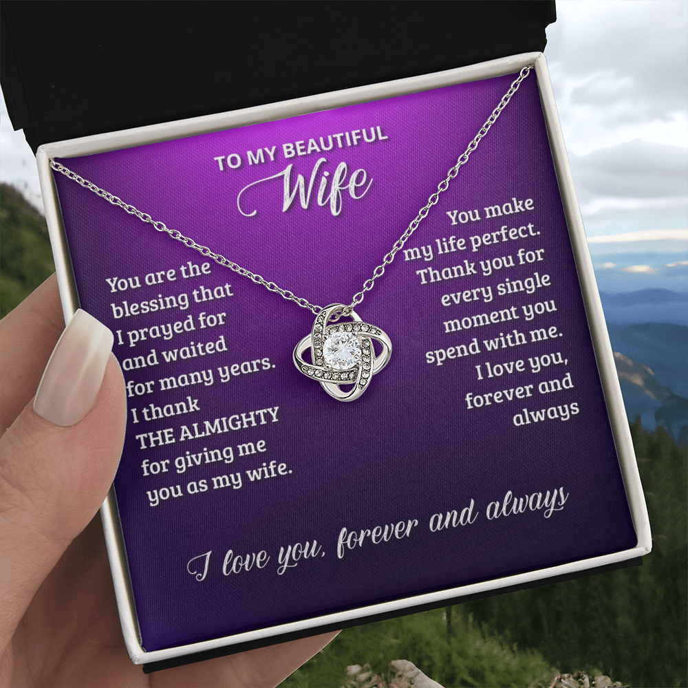 Beautiful Wife Gift Necklace, To My Wife Necklace From Husband, Wife Love Knot Necklace From Husband, Jewelry Gift For Women Badass Wife Gift Necklace, Soulmate Gift Necklace Gift From Men