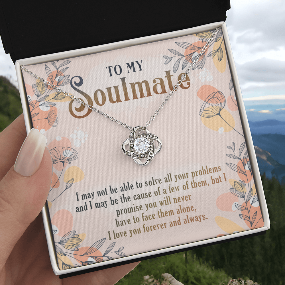 To My Soulmate Necklace Gift From Husband, Boyfriend To Wife, Girlfriend, Soulmate Gift Love Knot Necklace On Valentines Day Christmas Necklace for Her Romantic, Jewelry Gift For Women