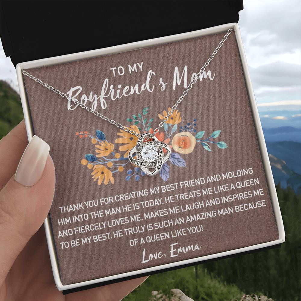 To My Boyfriend Mom Necklace From Girlfriend, Pendant For Boyfriend's Mom Gift Necklace, Love Knot Necklaces For Boyfriends Mom Gift On Christmas, Mothers Day For Boyfriend Mom, Jewelry For Her