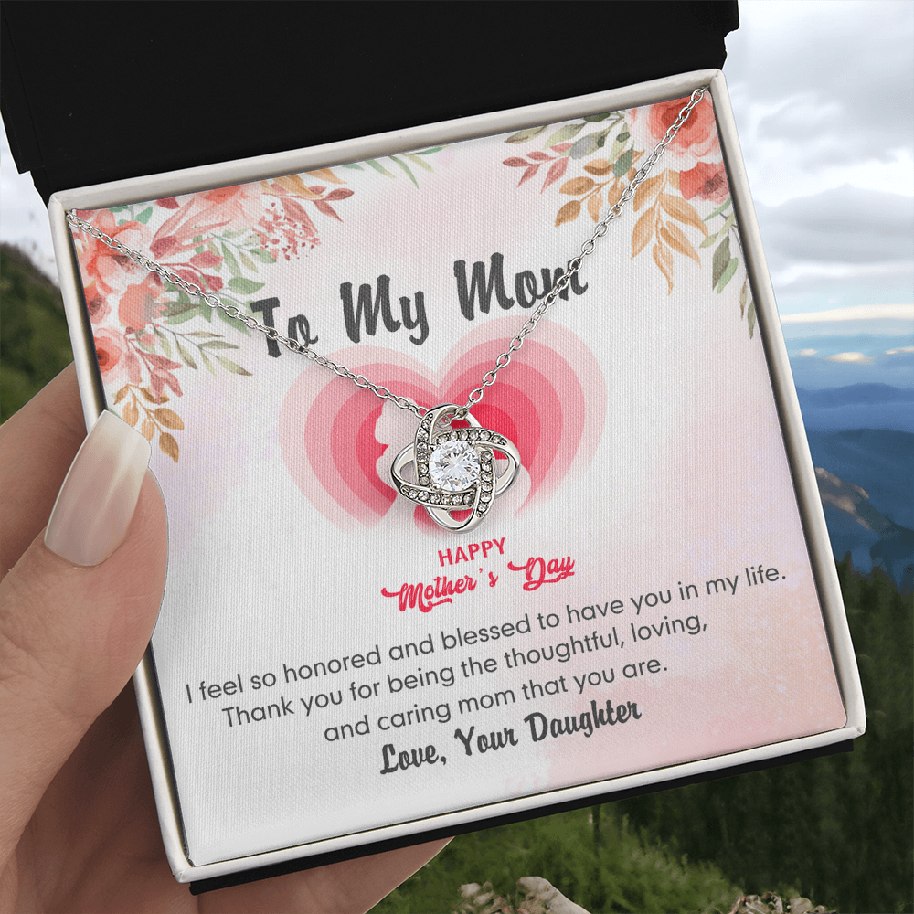 Happy Mother's Day Necklace, To My Mom Love Knot Necklace From Daughter, Badass Mom Necklace Gift For Mom Thank You Necklace Gift For Mom, Mother And Daughter Jewelry Gift For Women, Bonus Mom